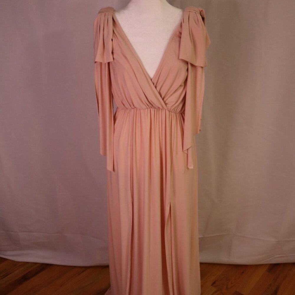 ASOS V Neck + Back Blush Pink Draped Maxi Gown
